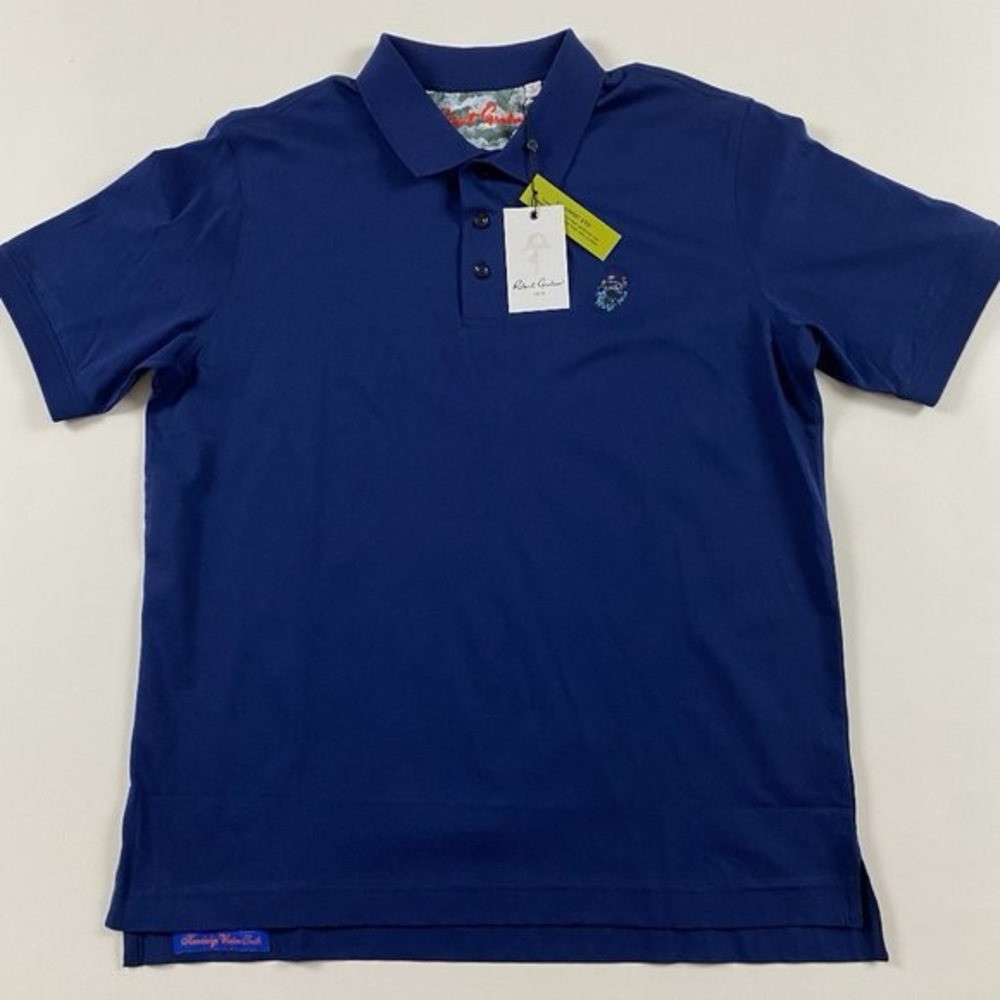 NWT Robert Graham Stone Trail Skull Print Polo Shirt Mens Large Classic Fit Navy